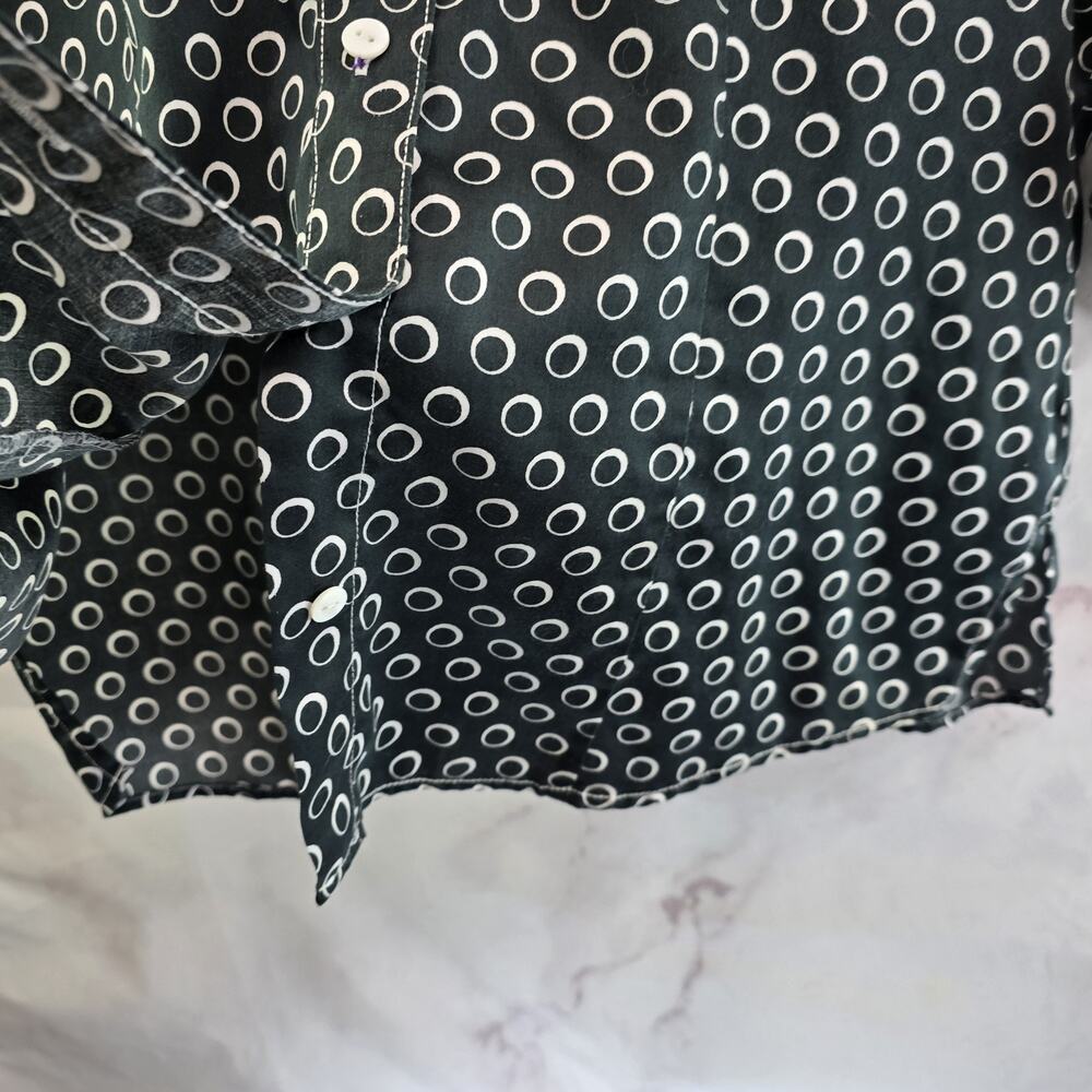 Foxcroft Shirt Womens 10 Black White Button Up Wrinkle Free Iron Fitted Circle - Picture 10 of 12